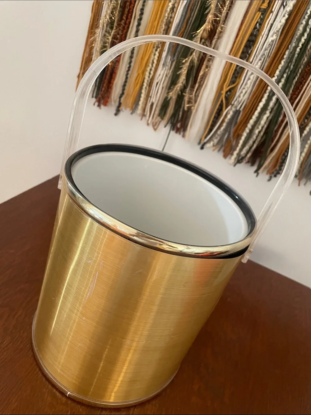 Brass Finish Ice Bucket with Clear Handle